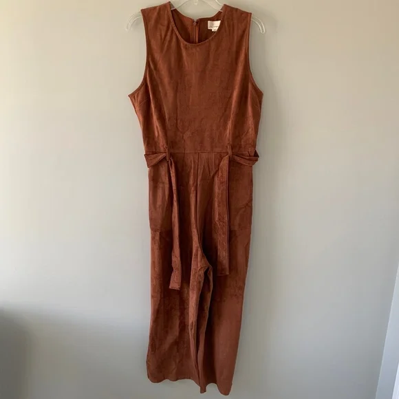 NWOT Anthropologie Suede Tie Waist Jumpsuit - Picture 3 of 5